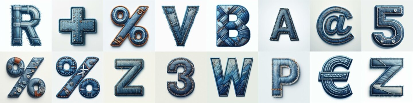 Denim lettering. AI generated illustration
