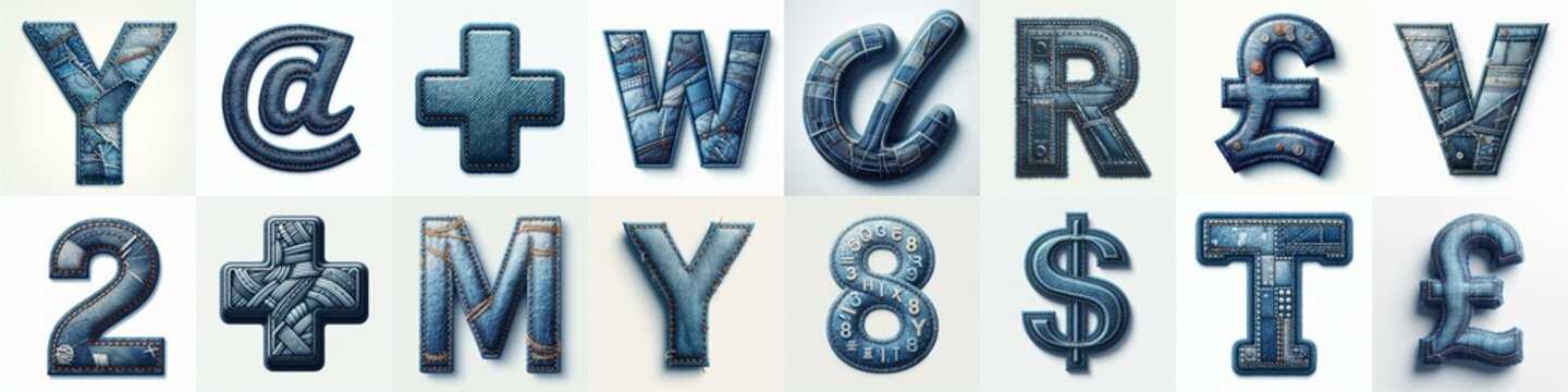 Denim lettering. AI generated illustration