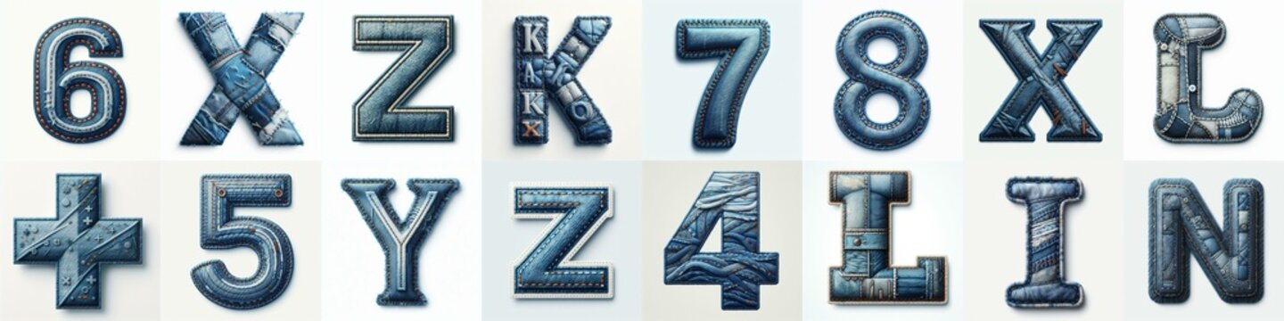Denim lettering. AI generated illustration