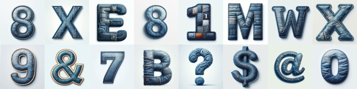 Denim lettering. AI generated illustration