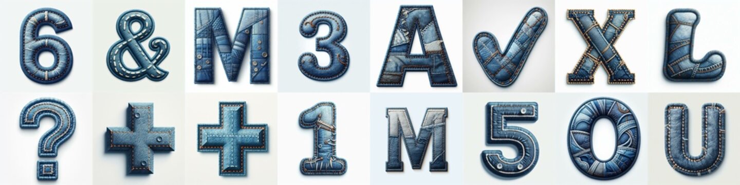 Denim lettering. AI generated illustration