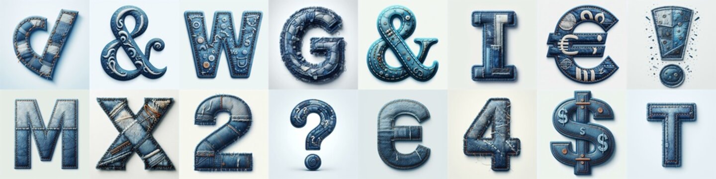 Denim lettering. AI generated illustration