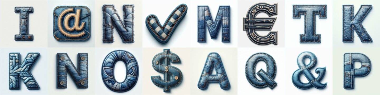 Denim lettering. AI generated illustration