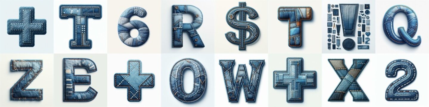 Denim lettering. AI generated illustration