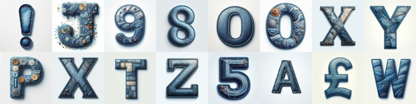 Denim lettering. AI generated illustration