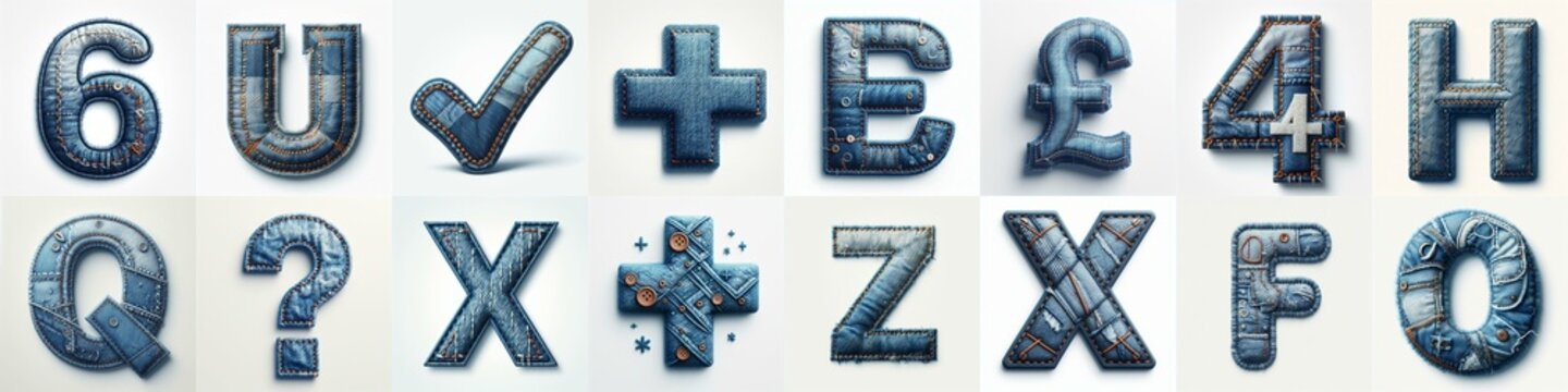 Denim lettering. AI generated illustration