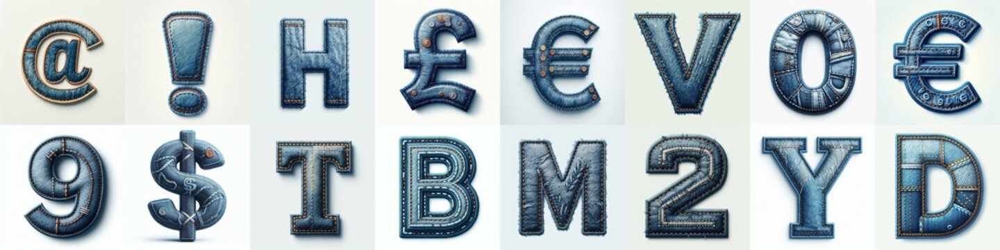 Denim lettering. AI generated illustration
