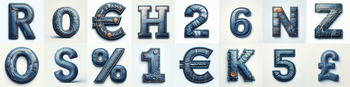 Denim lettering. AI generated illustration