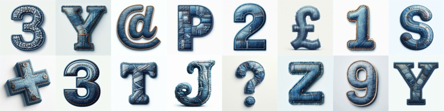 Denim lettering. AI generated illustration