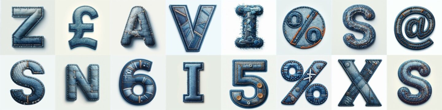 Denim lettering. AI generated illustration