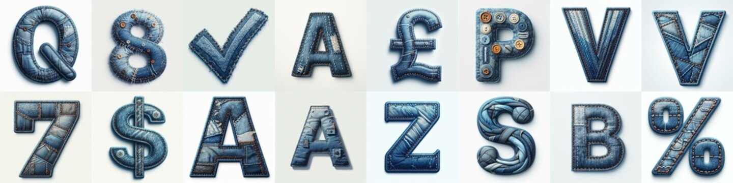 Denim lettering. AI generated illustration