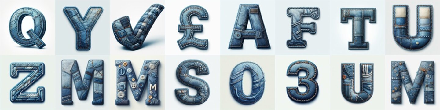 Denim lettering. AI generated illustration