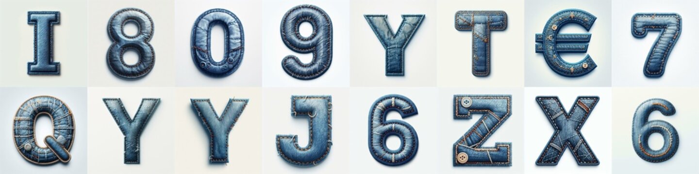 Denim lettering. AI generated illustration
