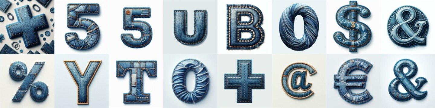 Denim lettering. AI generated illustration