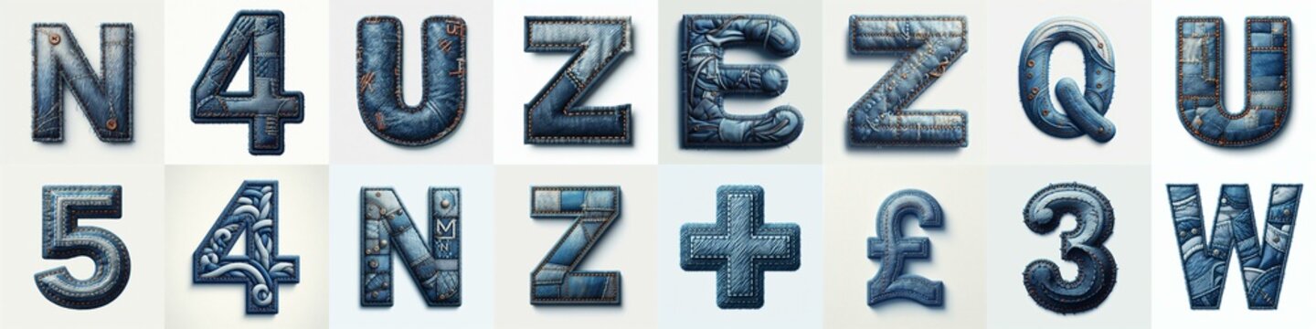 Denim lettering. AI generated illustration