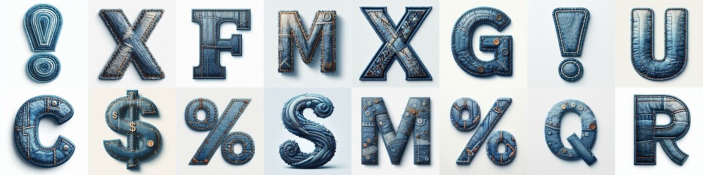Denim lettering. AI generated illustration