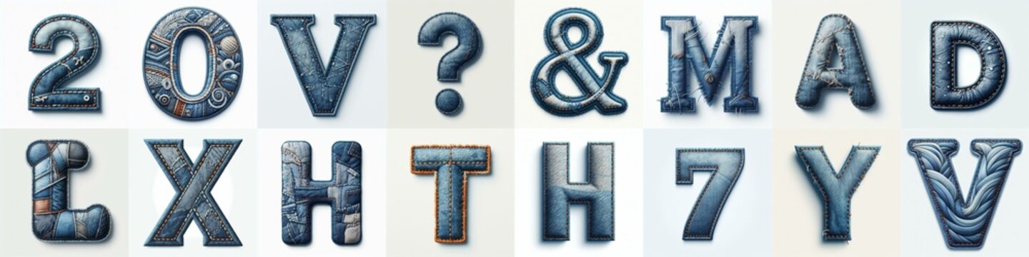 Denim lettering. AI generated illustration