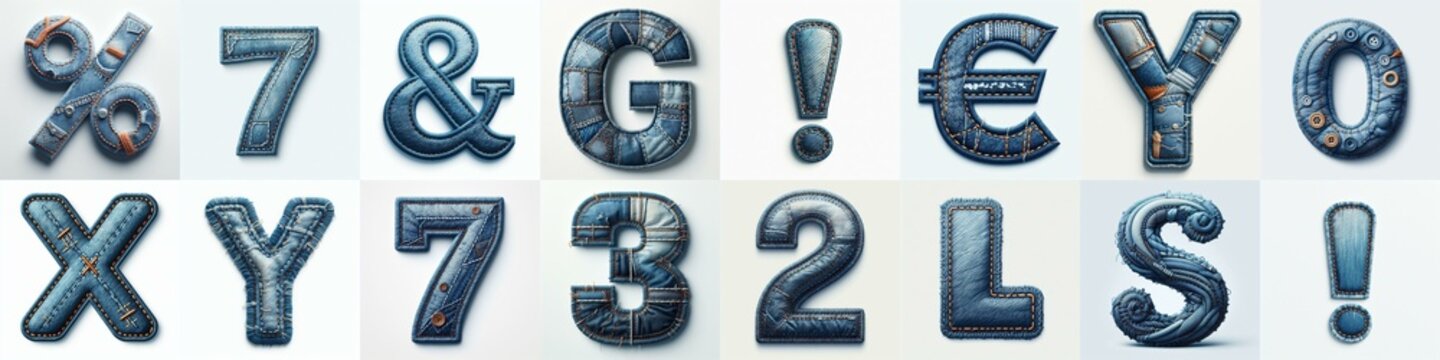 Denim lettering. AI generated illustration