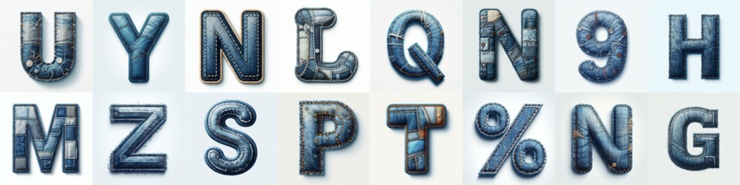 Denim lettering. AI generated illustration