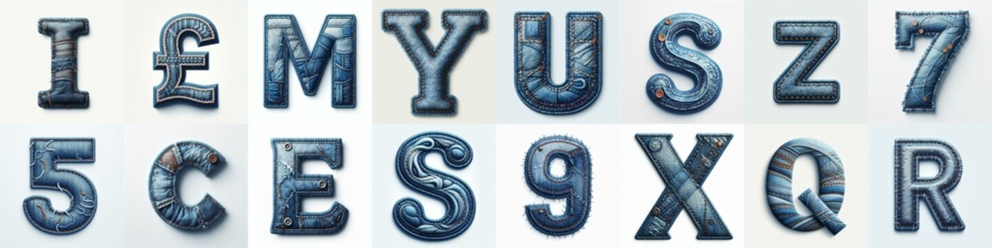 Denim lettering. AI generated illustration