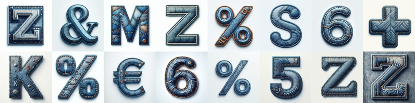 Denim lettering. AI generated illustration