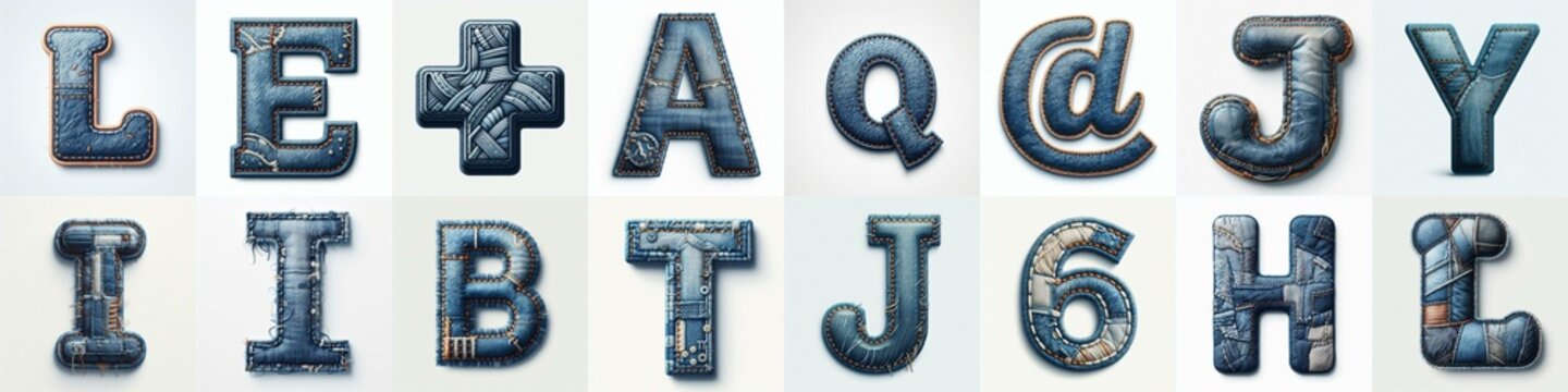 Denim lettering. AI generated illustration