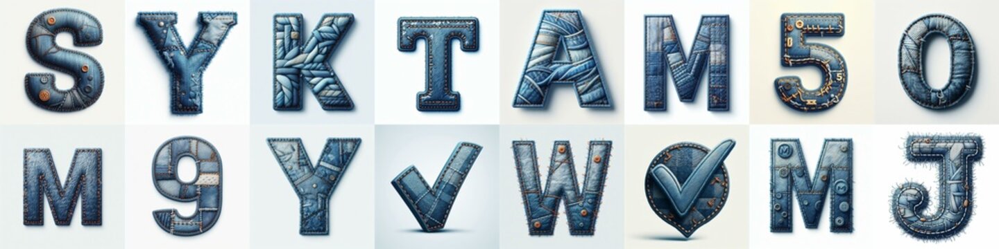 Denim lettering. AI generated illustration