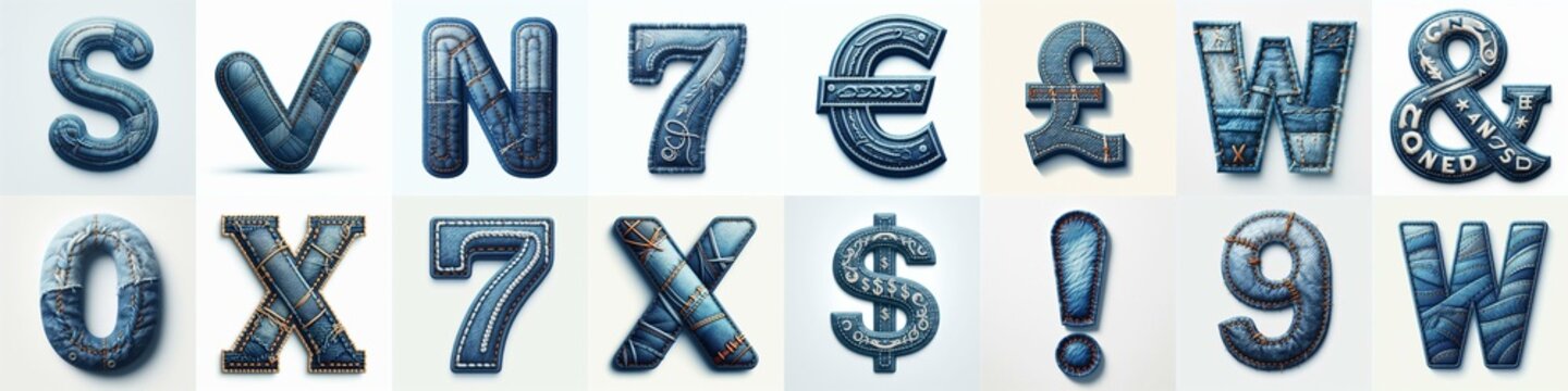 Denim lettering. AI generated illustration