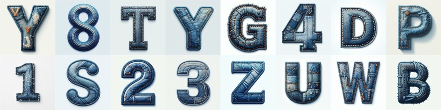 Denim lettering. AI generated illustration