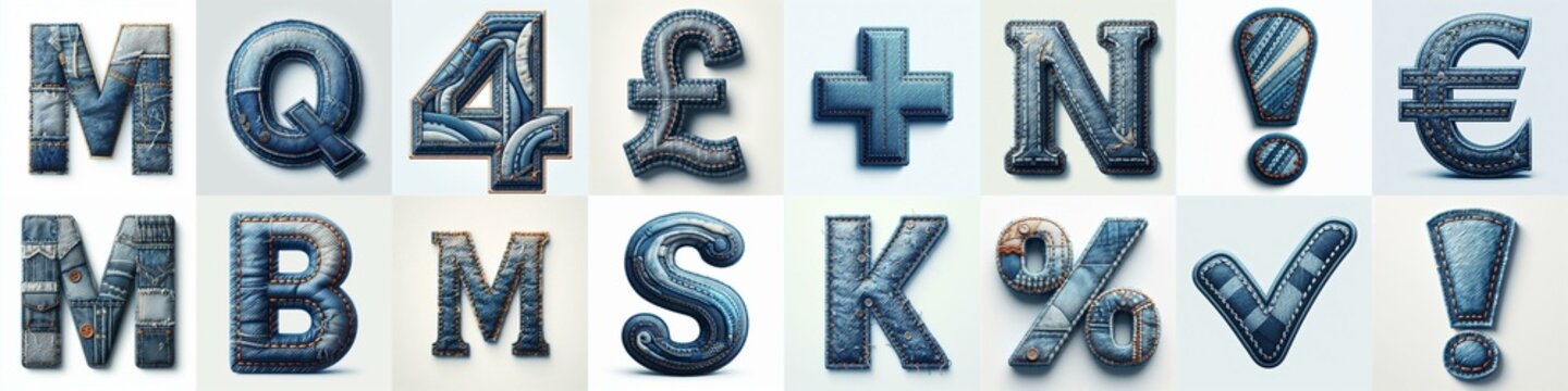 Denim lettering. AI generated illustration