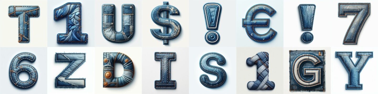 Denim lettering. AI generated illustration