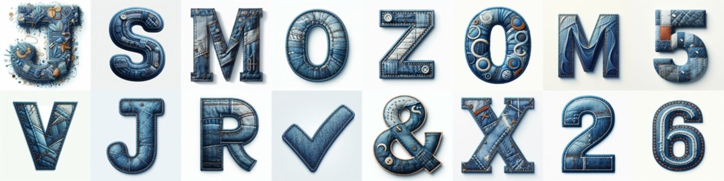 Denim lettering. AI generated illustration