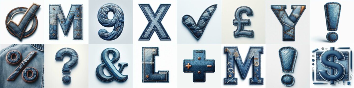 Denim lettering. AI generated illustration
