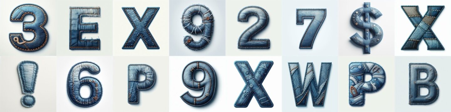 Denim lettering. AI generated illustration