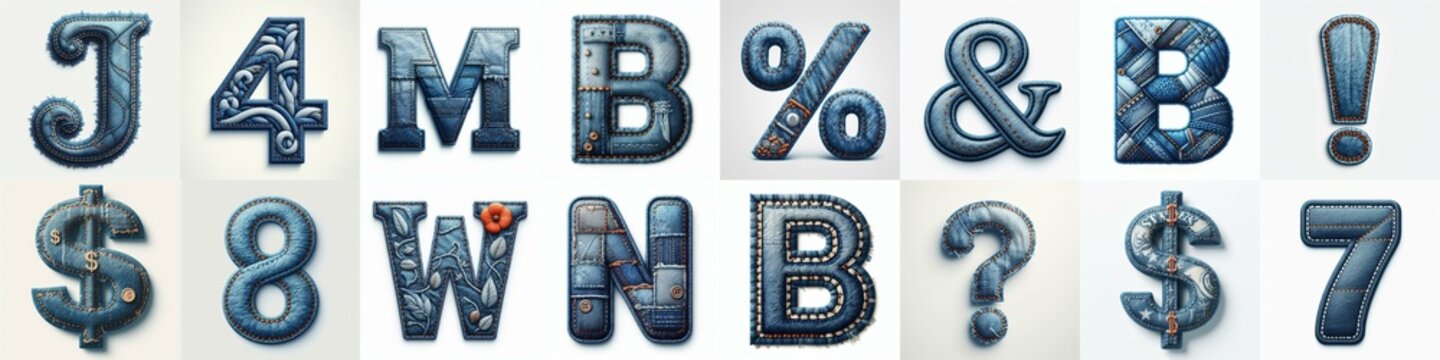 Denim lettering. AI generated illustration