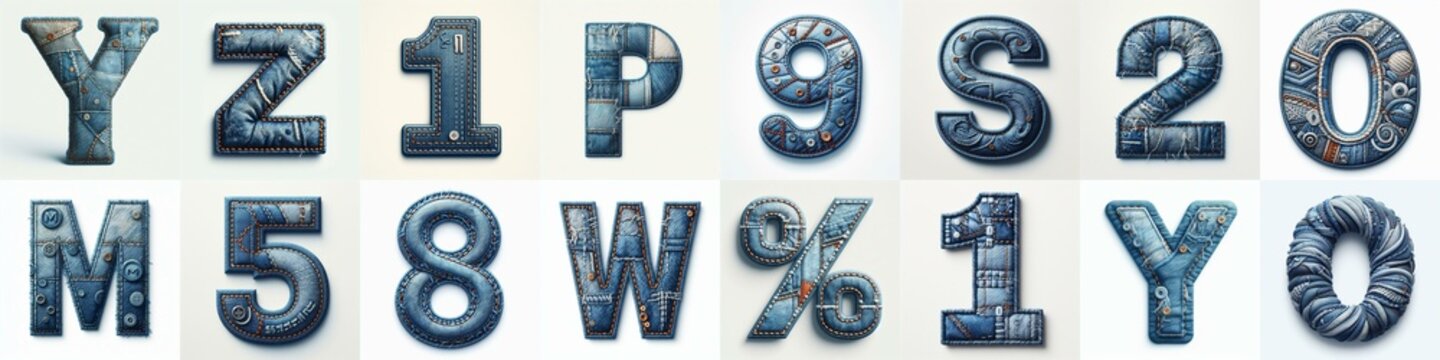 Denim lettering. AI generated illustration
