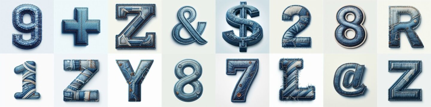 Denim lettering. AI generated illustration