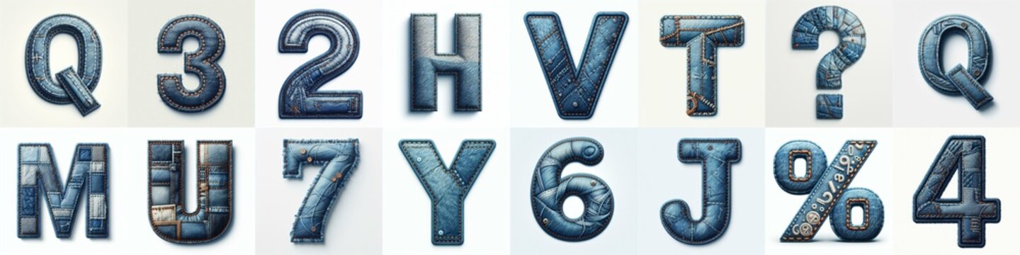 Denim lettering. AI generated illustration