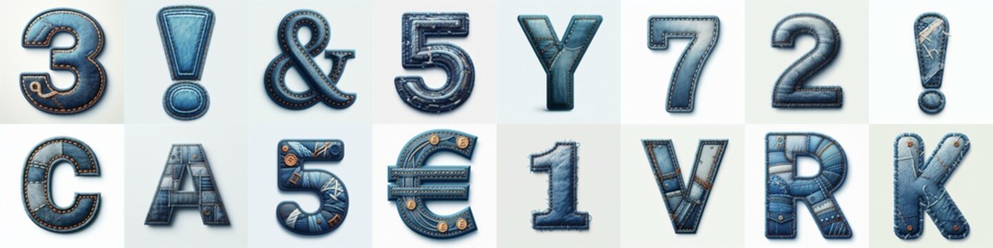 Denim lettering. AI generated illustration
