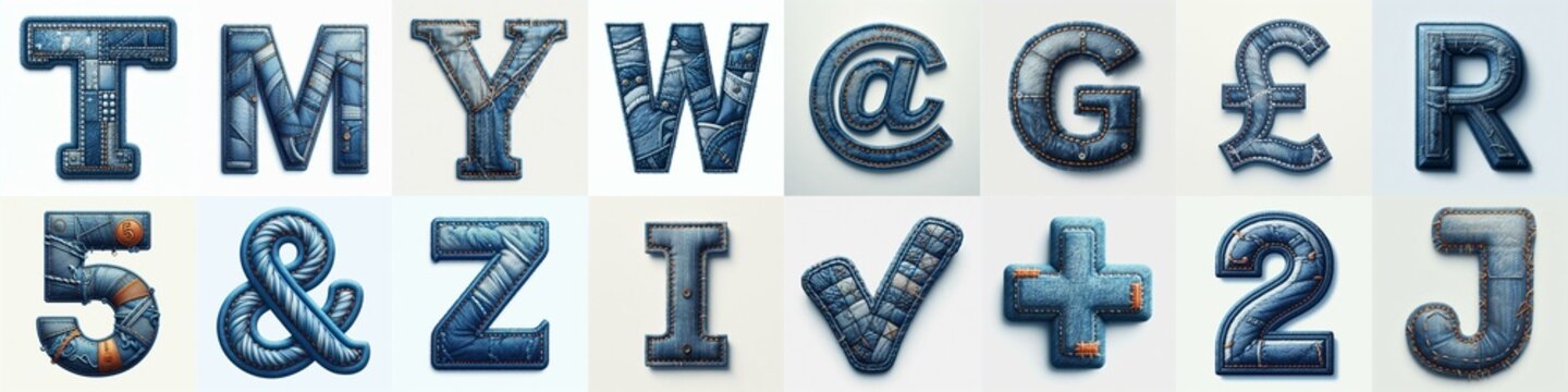 Denim lettering. AI generated illustration