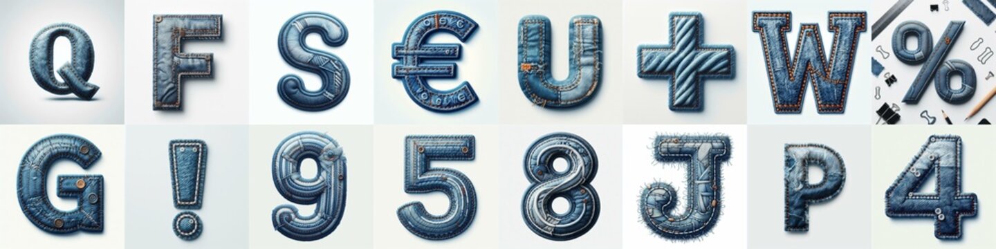 Denim lettering. AI generated illustration