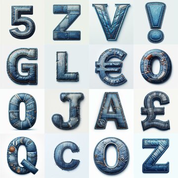 Denim lettering. AI generated illustration