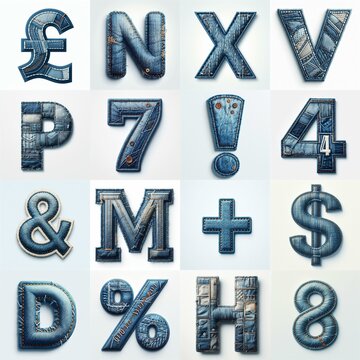 Denim lettering. AI generated illustration