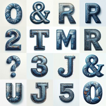 Denim lettering. AI generated illustration
