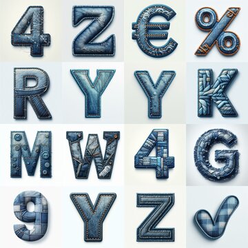 Denim lettering. AI generated illustration