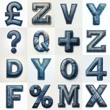 Denim lettering. AI generated illustration