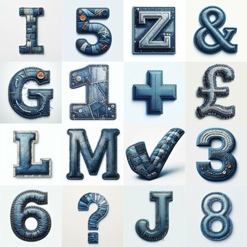 Denim lettering. AI generated illustration