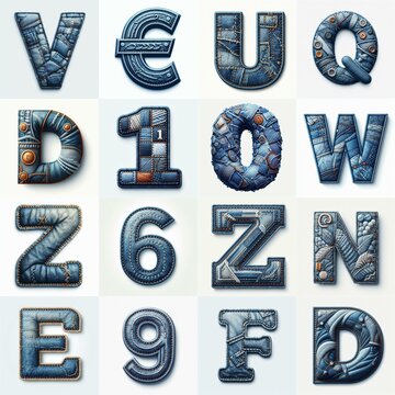 Denim lettering. AI generated illustration