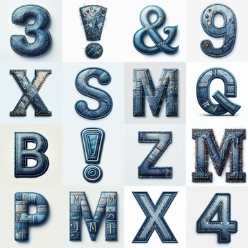 Denim lettering. AI generated illustration