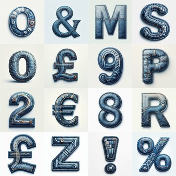 Denim lettering. AI generated illustration